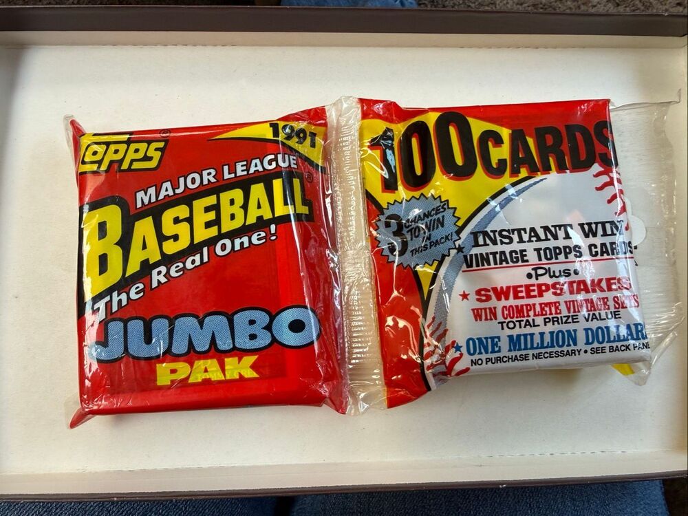 1991 Topps Baseball Jumbo Pak 100 Cards Factory Sealed Vintage MLB Unopened